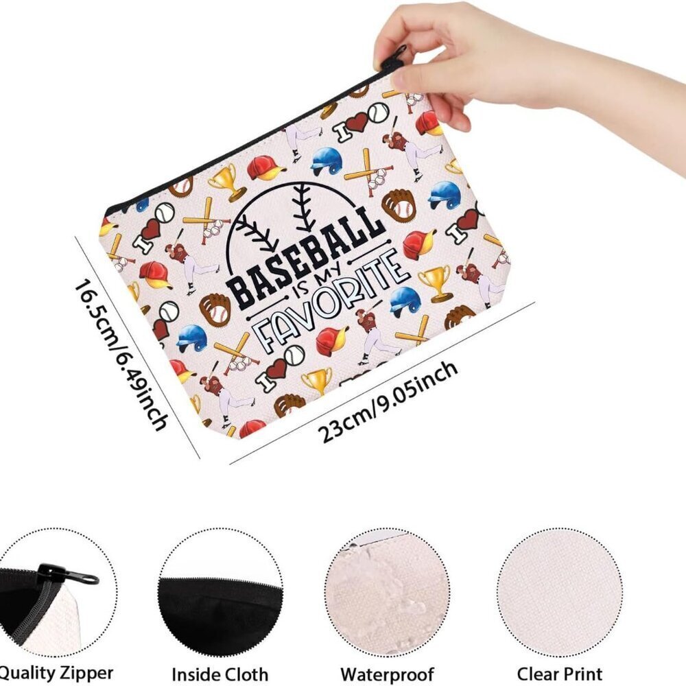 Baseball Gift Baseball Lover Gift Baseball Is My Therapy Makeup Bag Baseball Pla - Picture 2 of 7